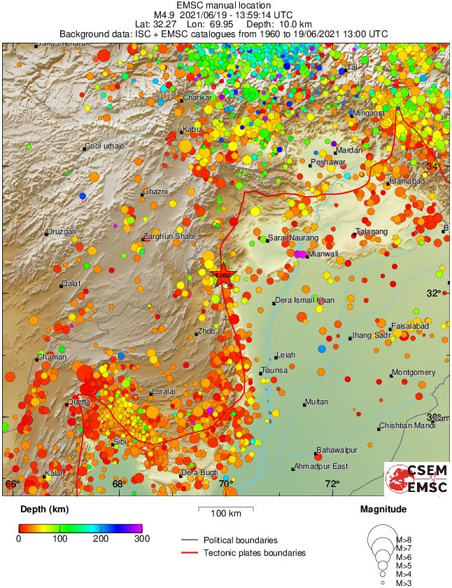 regional depth historical seismicity