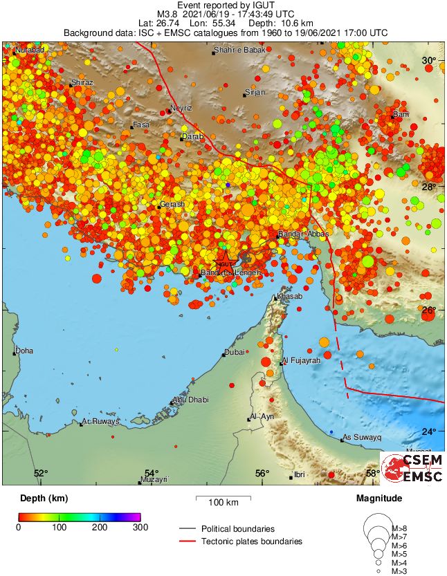 regional depth historical seismicity