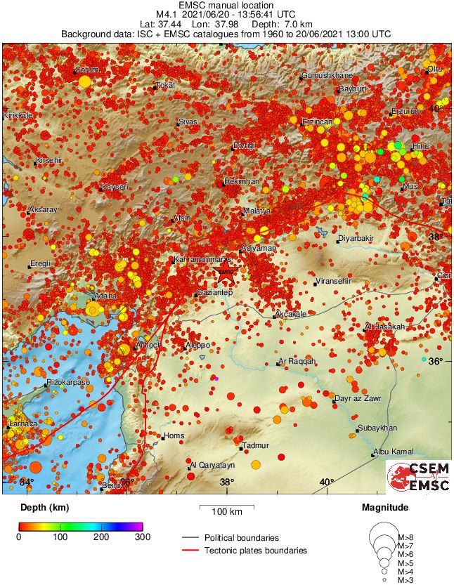 regional depth historical seismicity