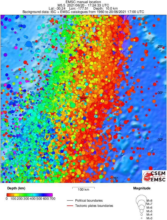 regional depth historical seismicity