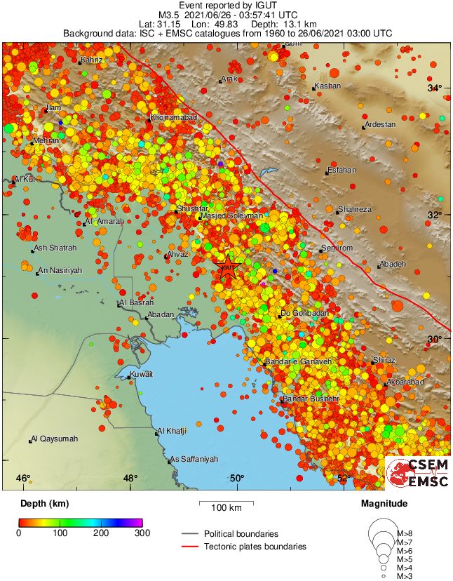regional depth historical seismicity