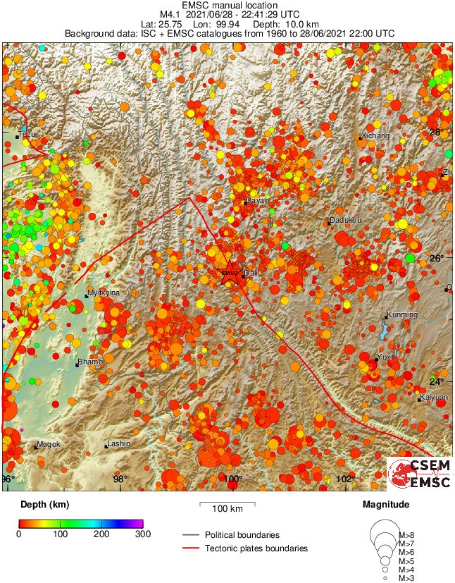 regional depth historical seismicity