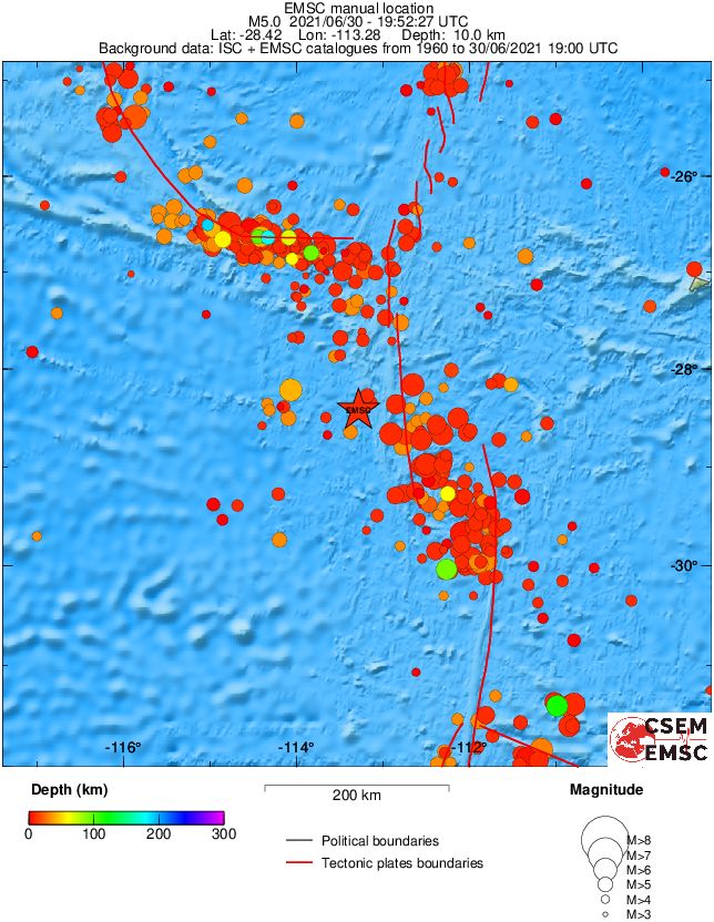 regional depth historical seismicity