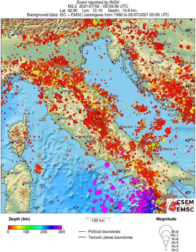 regional depth historical seismicity