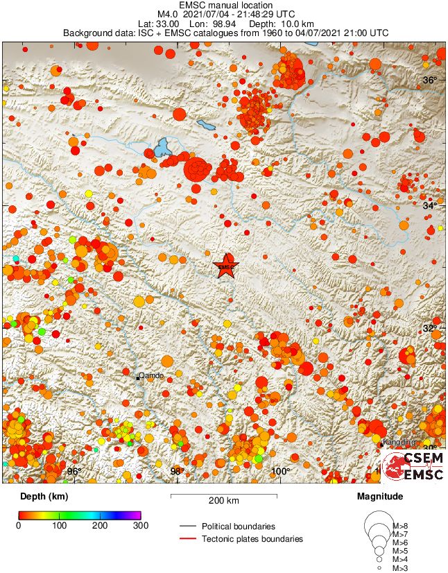 regional depth historical seismicity