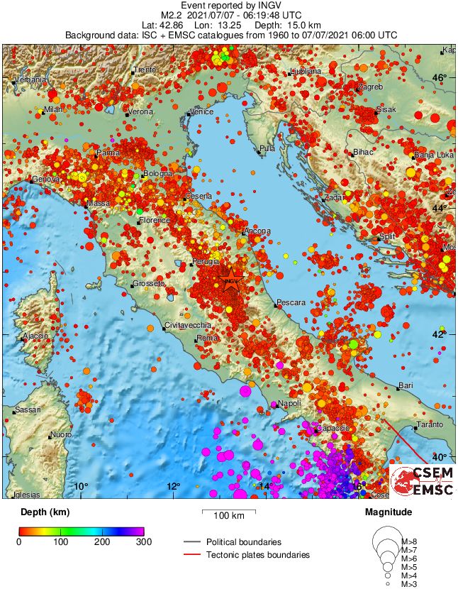 regional depth historical seismicity