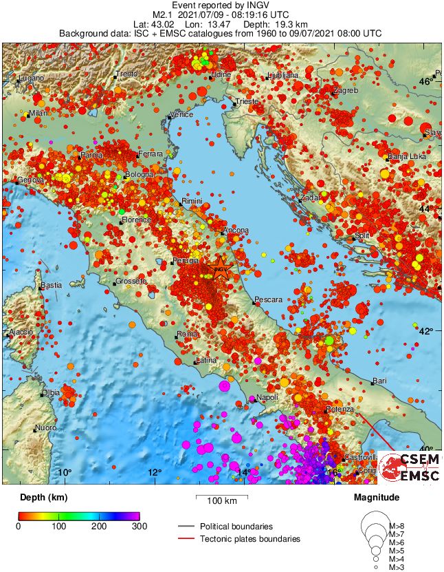 regional depth historical seismicity