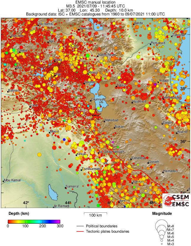 regional depth historical seismicity