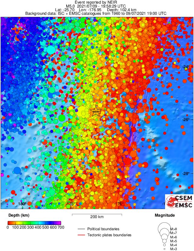 regional depth historical seismicity