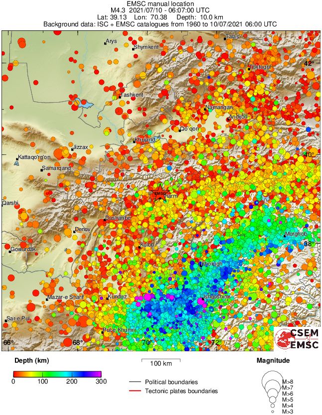 regional depth historical seismicity