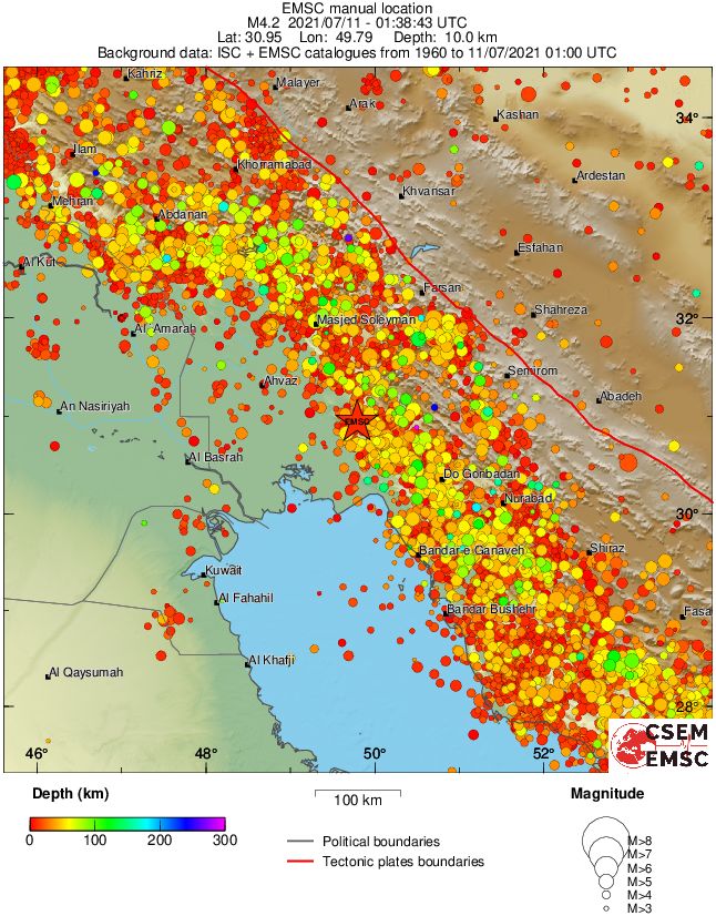 regional depth historical seismicity