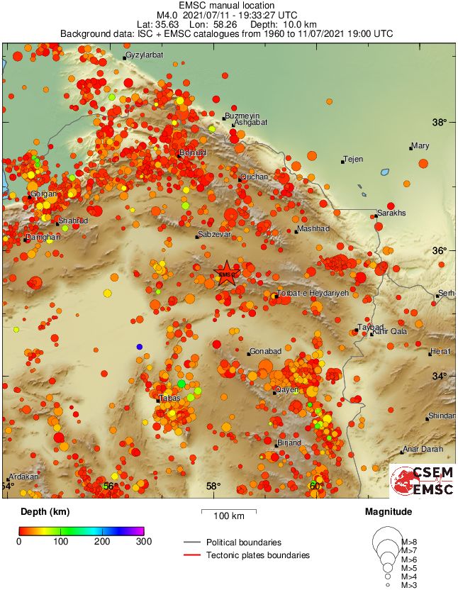 regional depth historical seismicity