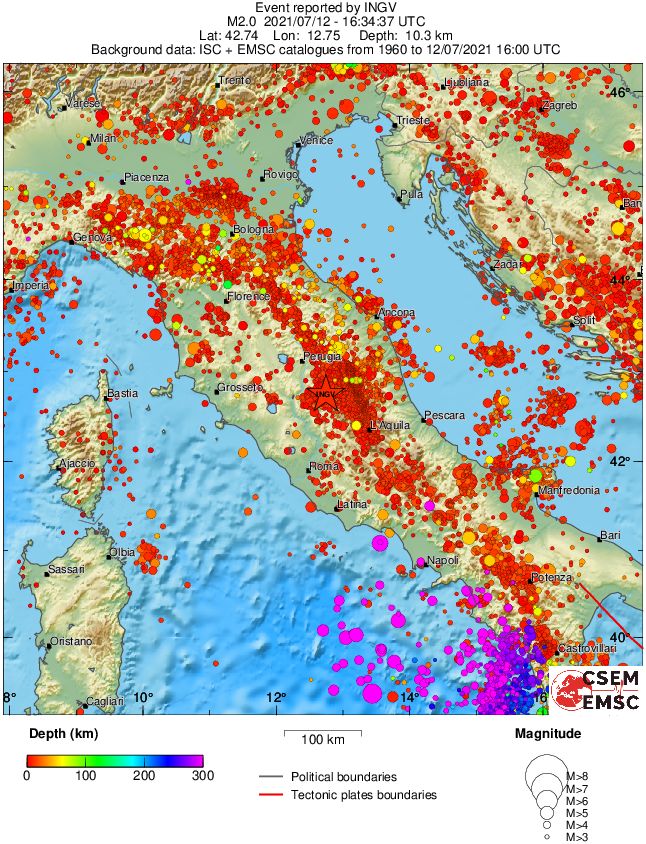 regional depth historical seismicity