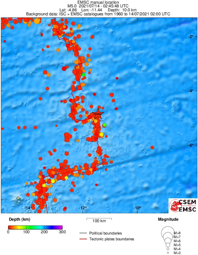 regional depth historical seismicity
