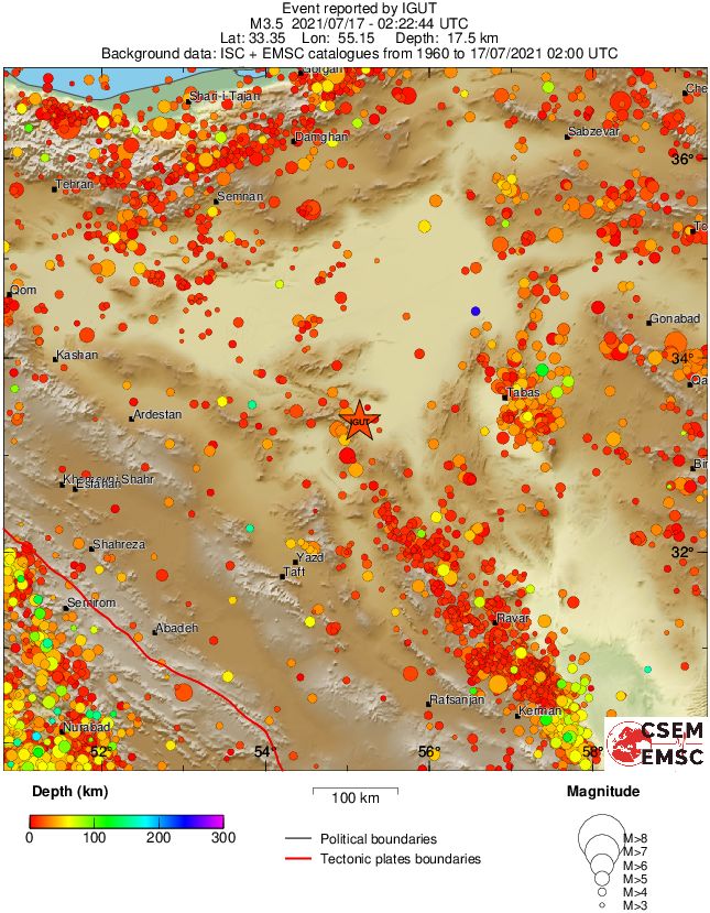 regional depth historical seismicity
