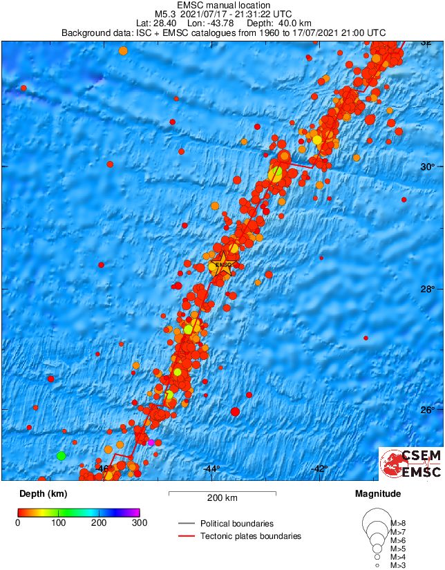 regional depth historical seismicity