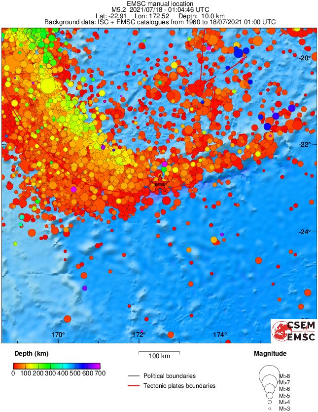 regional depth historical seismicity