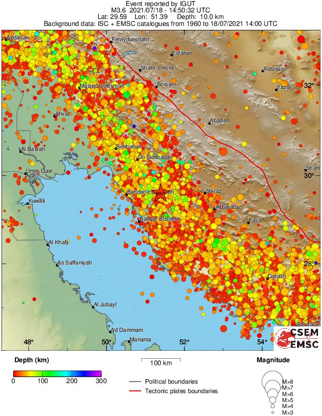 regional depth historical seismicity