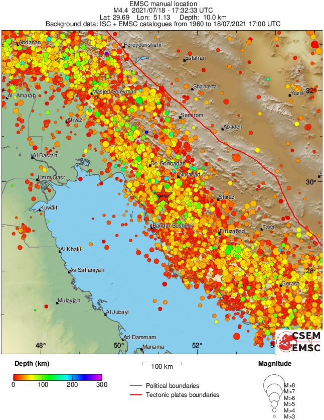 regional depth historical seismicity