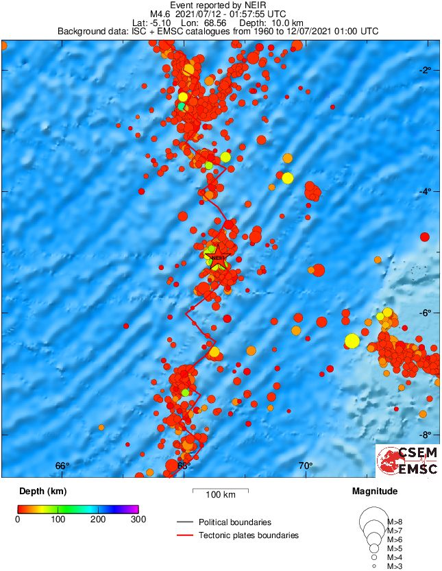 regional depth historical seismicity
