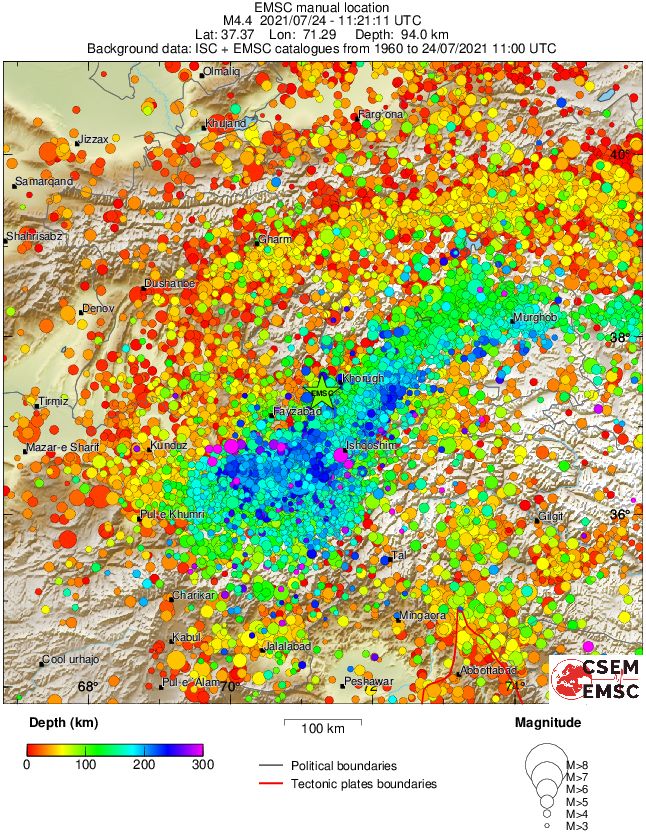 regional depth historical seismicity
