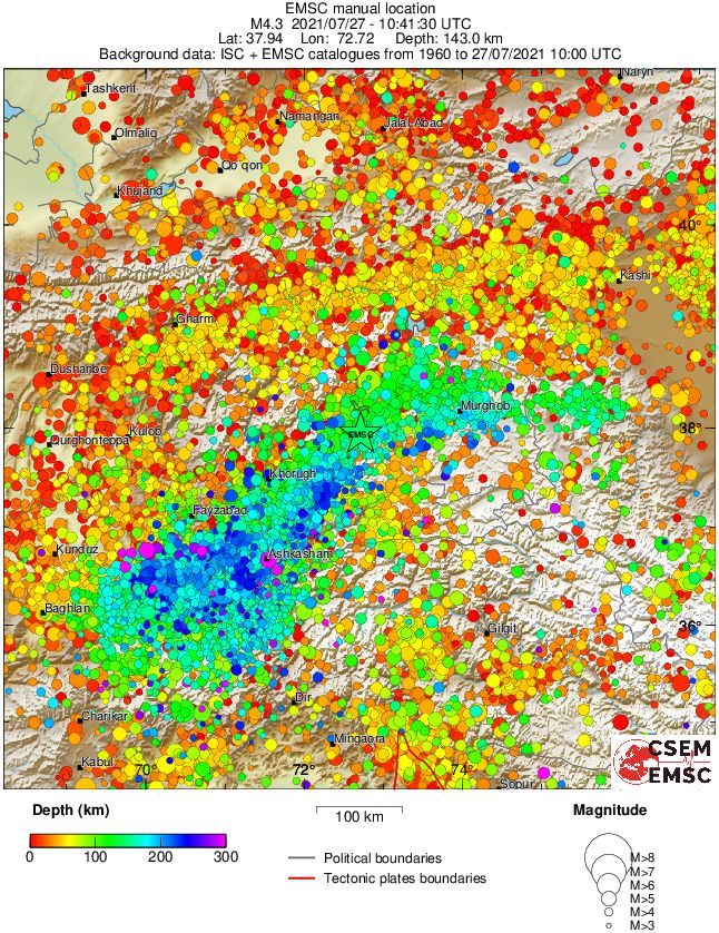 regional depth historical seismicity