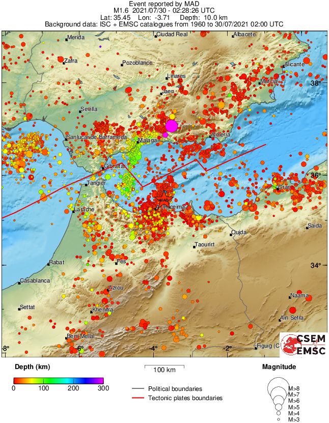 regional depth historical seismicity