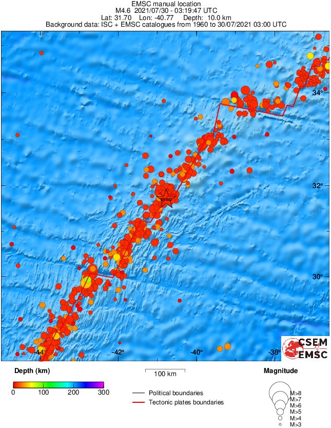 regional depth historical seismicity