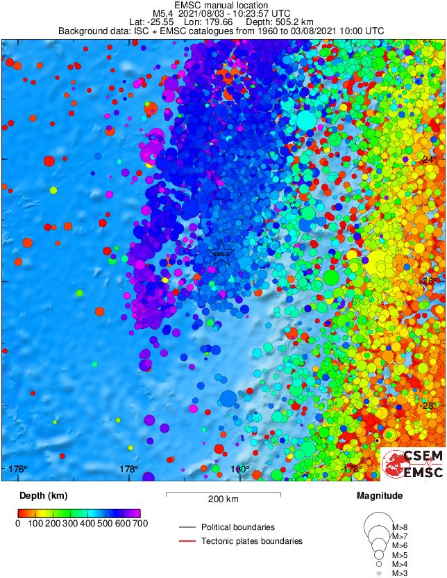 regional depth historical seismicity