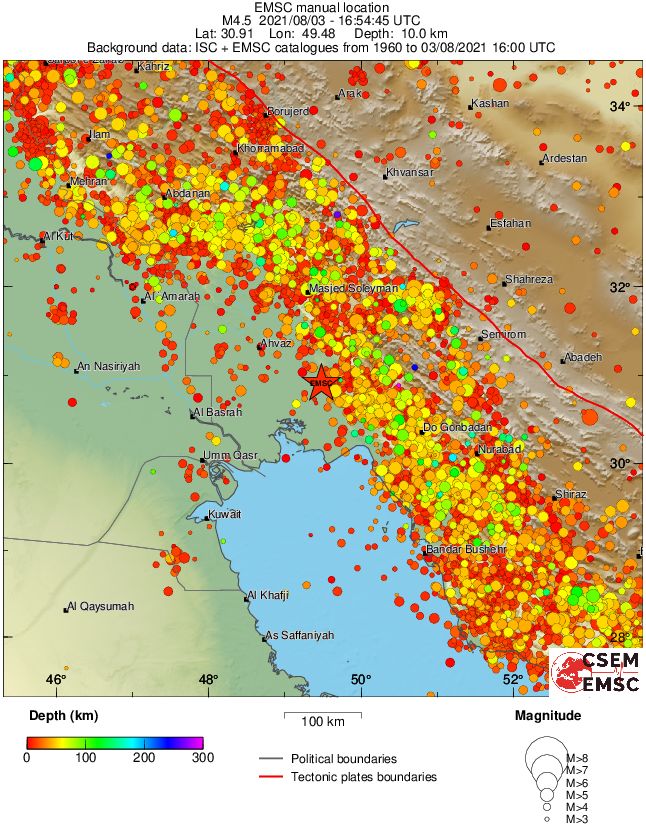 regional depth historical seismicity