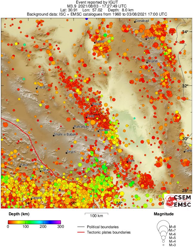 regional depth historical seismicity