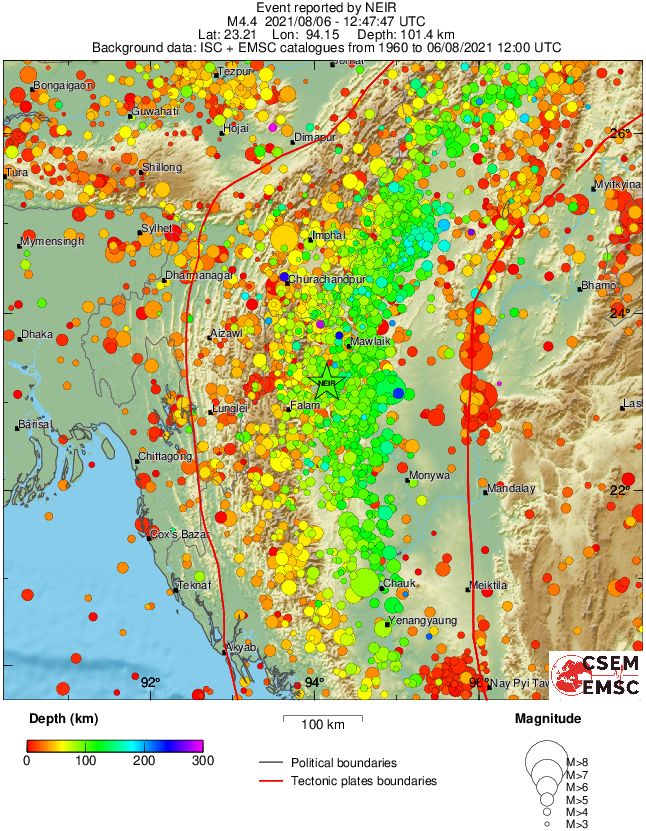 regional depth historical seismicity