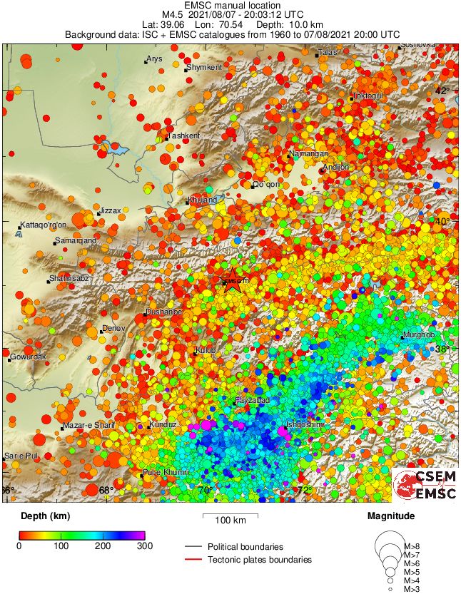 regional depth historical seismicity