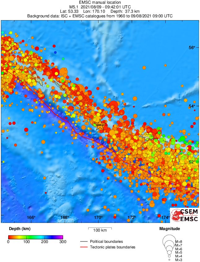 regional depth historical seismicity
