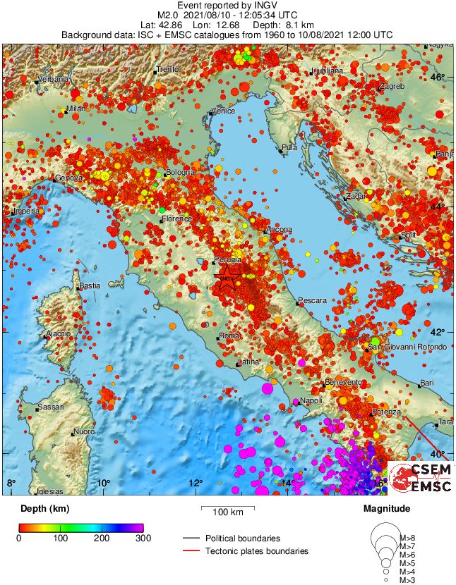 regional depth historical seismicity