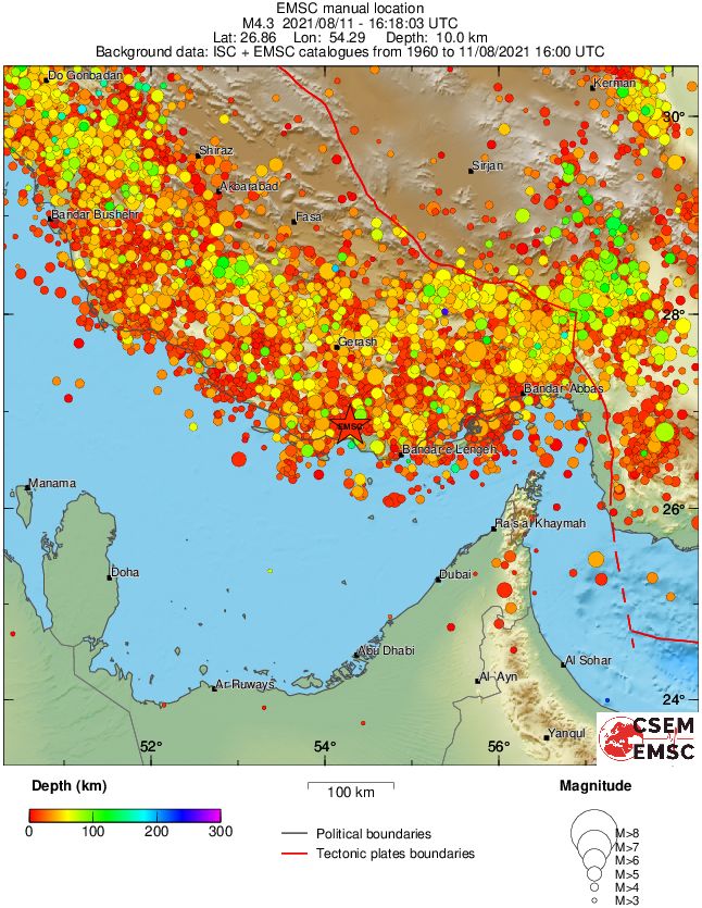 regional depth historical seismicity