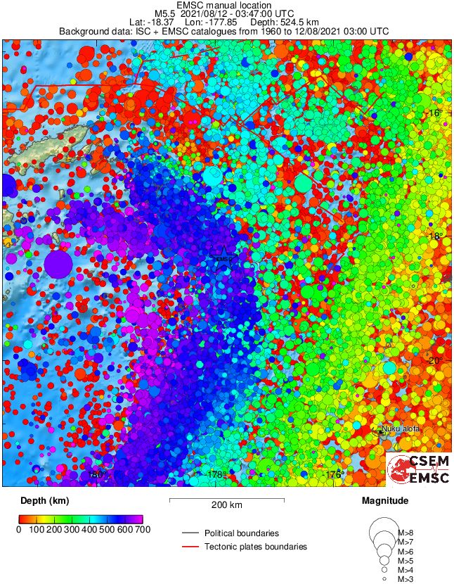 regional depth historical seismicity