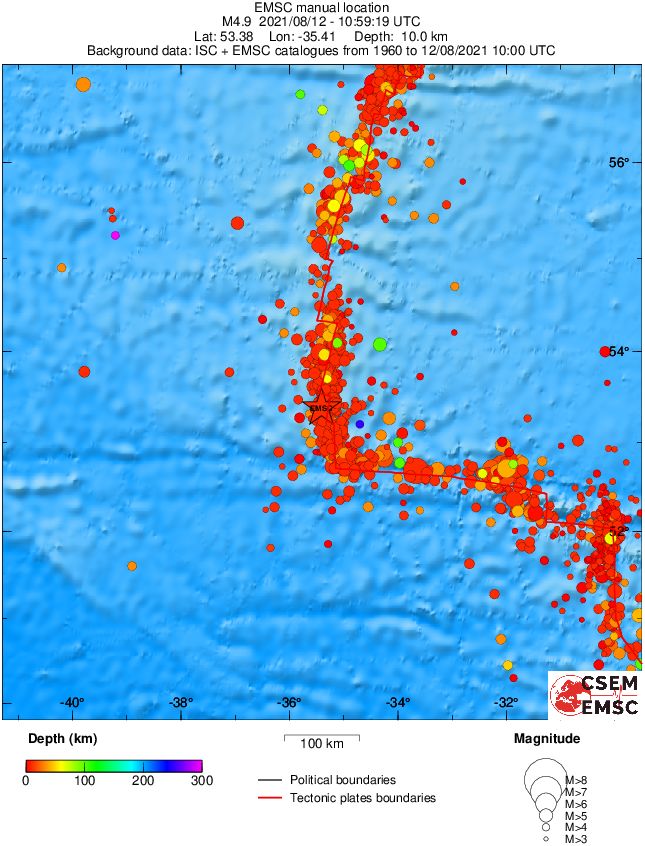 regional depth historical seismicity