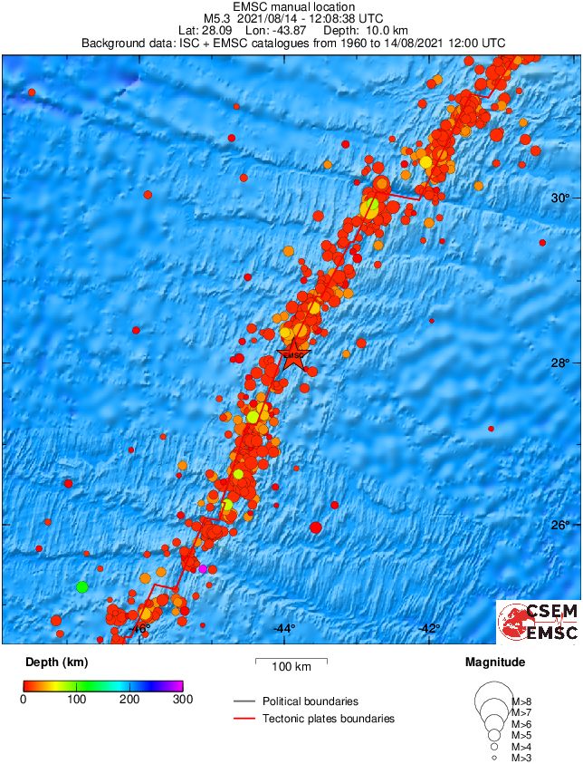 regional depth historical seismicity