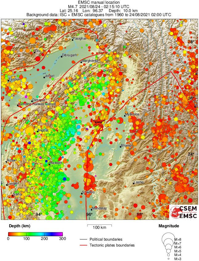 regional depth historical seismicity