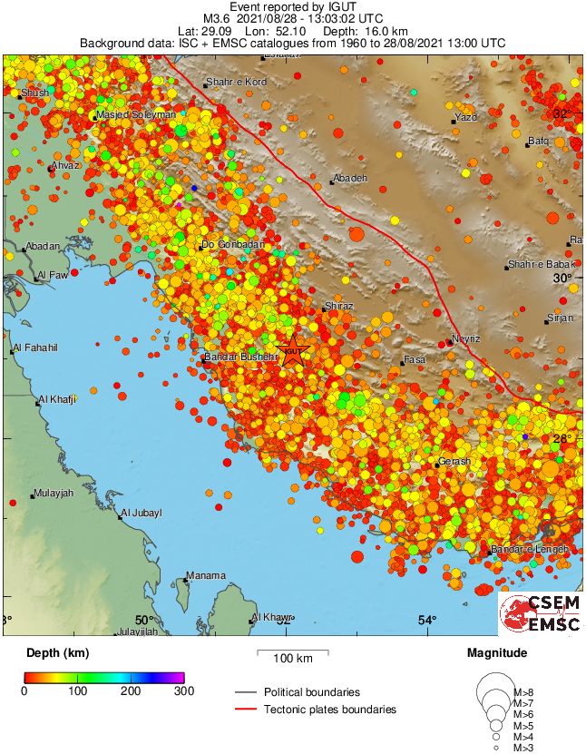 regional depth historical seismicity