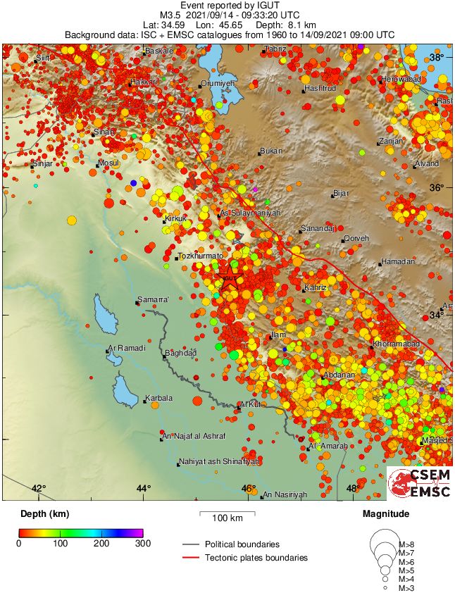 regional depth historical seismicity