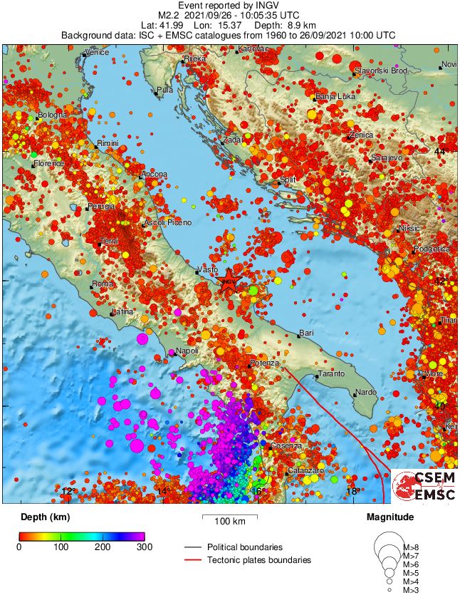 regional depth historical seismicity