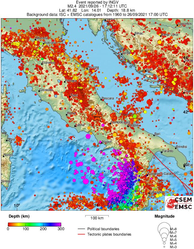 regional depth historical seismicity
