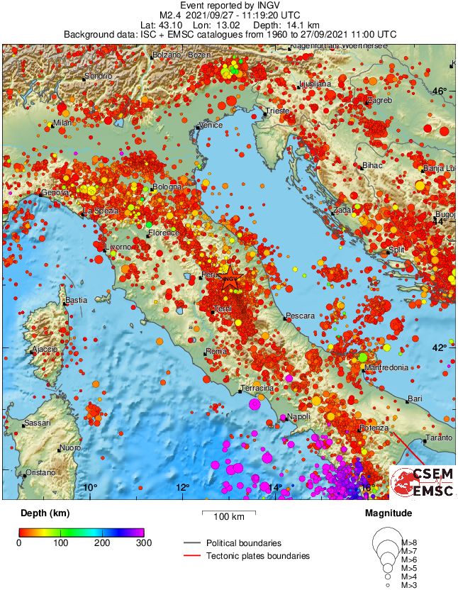 regional depth historical seismicity