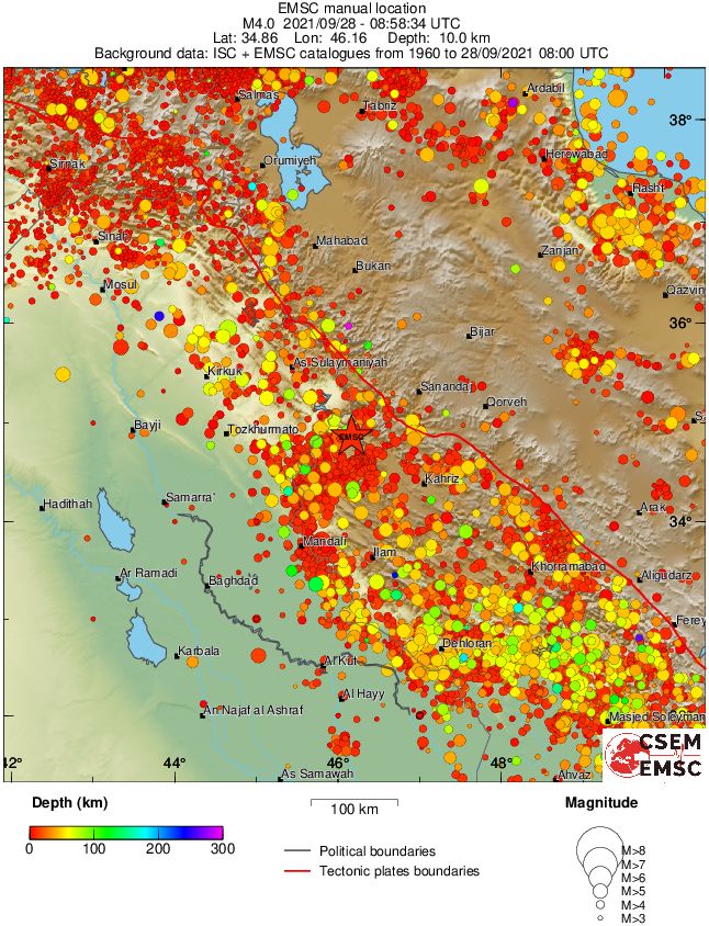 regional depth historical seismicity
