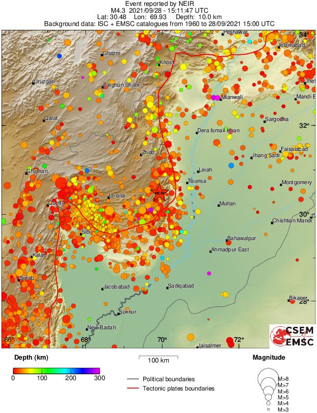 regional depth historical seismicity