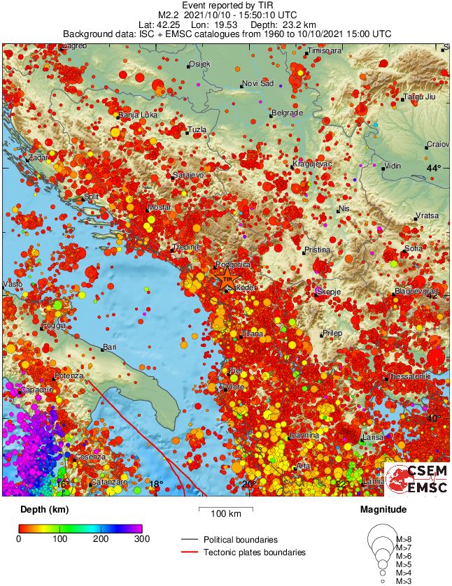 regional depth historical seismicity