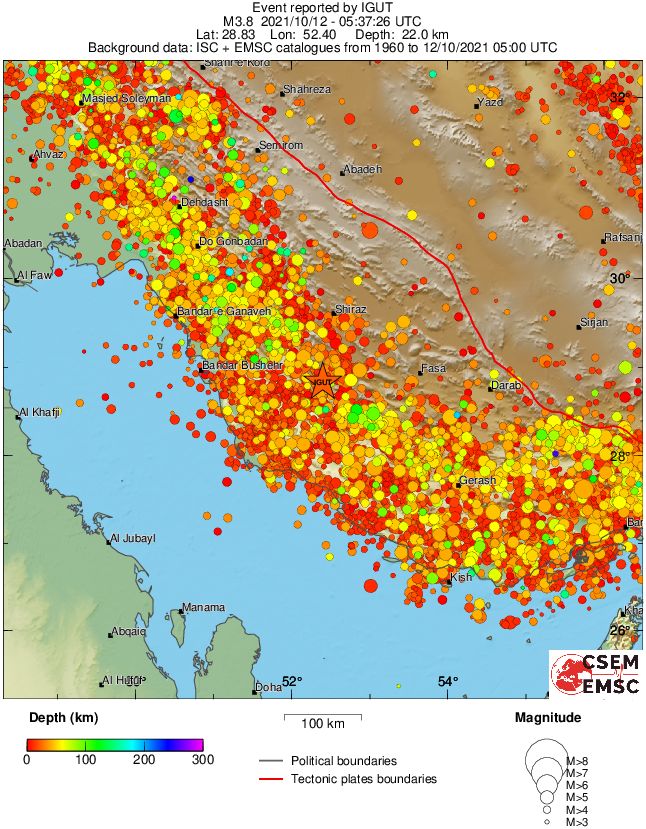 regional depth historical seismicity