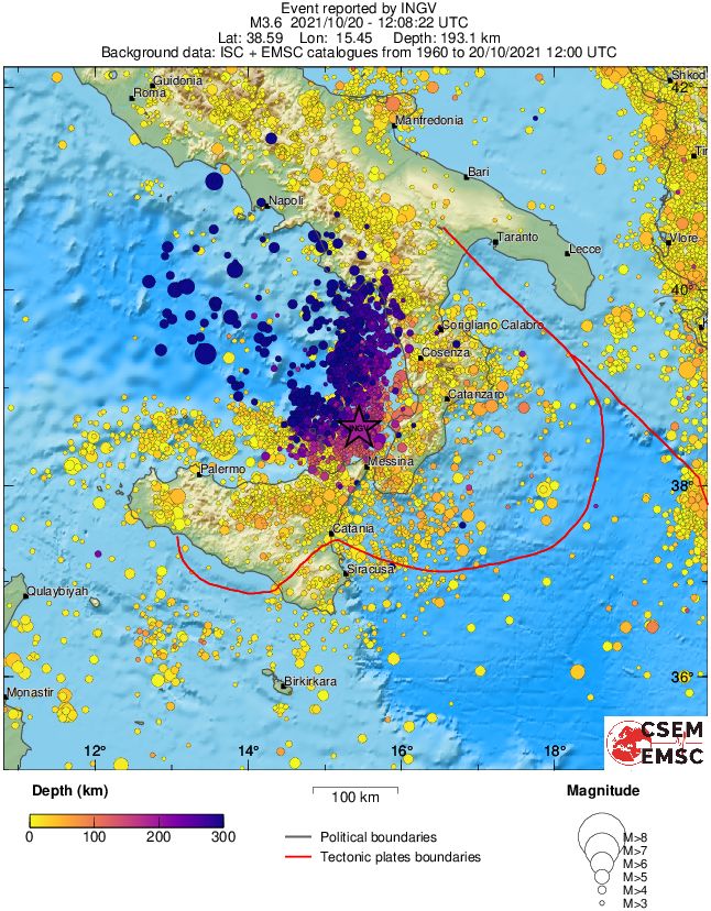 regional depth historical seismicity